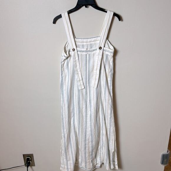 NWT Madewell Linen Cotton Princess-Seamed Midi Dress in Desert Dune Stripe - Picture 9 of 15